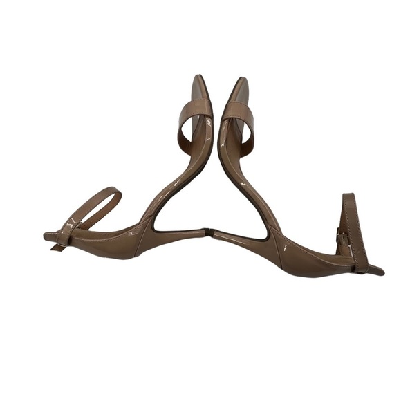 Material Girl Tan Patent Blaire Square Toe Ankle Strap Heels Size 8 Women's - Picture 5 of 9